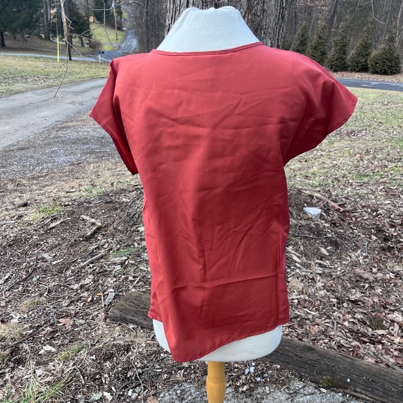 ORARE VINTAGE ORANGE PLEATED BLOUSE WOMENS 14 - Picture 2 of 7